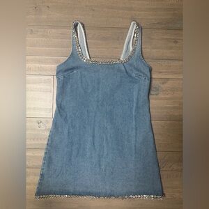 Vici Blue Mini Dress with Silver Accents